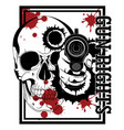 design with firearms hand gun human skull vector image