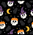 seamless pattern with sculls and moon vector image