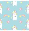 unicorn standing kawaii head face star comet vector image vector image