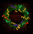 christmas wreath with color balls and toys vector image vector image