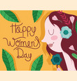 happy womens day woman face with flowers vector image vector image