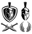 spartan helmet shield sword wings vector image