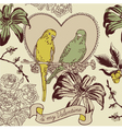 vintage love birds valentines card vector image vector image
