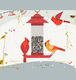 bird feeding poster vector image vector image