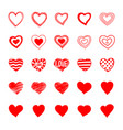 set hand drawn doodle hearts vector image