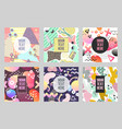abstract memphis geometric shapes placards vector image vector image