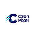 c letter pixel mark digital 8 bit logo icon vector image vector image