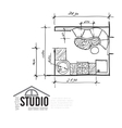 interior drawing kithen plan vector image