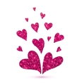 pink glitter hearts isolated at white background vector image vector image