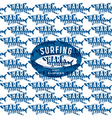 shark seamless pattern and surfing emblem vector image