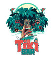 tiki surfer and play ukulele drum vector image vector image