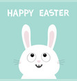 white bunny rabbit head face looking up happy vector image
