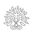 yoga lotus pose nature concept in outline style vector image vector image
