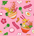 anime seamless background of japanese ramen food vector image