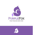 purple minimalist fox logo vector image vector image