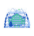 mountain ski resort concept scene in line art vector image