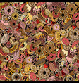 donuts hand drawn doodles seamless pattern vector image vector image