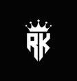 Rk logo monogram emblem style with crown shape Vector Image