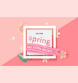 3d paper art and craft of floral rectangle frame vector image vector image