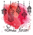 lantern of ramadan red vector image