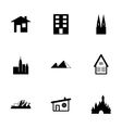 black buildings icons set vector image