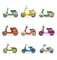 vintage scooters set isolated on white vector image vector image