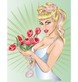pin-up sexy woman with tulips 8 march women day vector image vector image