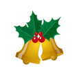 merry christmas leaf with golden bell vector image