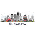 Surabaya Indonesia Skyline With Color Buildings Vector Image