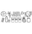 doodle set of zero waste goods and eco objects vector image