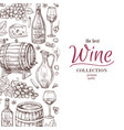 hand drawn wine background wine bottles wineglass vector image