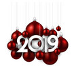 white festive 2019 new year card with red vector image