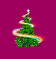 christmas tree lowpoly triangle with shiny light vector image vector image