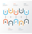 combat icons colored line set with medal soldier vector image vector image