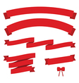 set of red vintage ribbons vector image