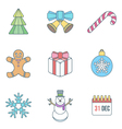 christmas outline color icons vector image