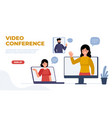 video conference landing page different gadgets vector image