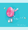 happy easter card with bunny flowers and egg vector image
