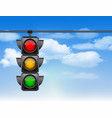 traffic lights with all three colors on hanging vector image vector image