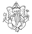 hand drawn ganesha on white background sketch vector image