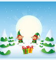 happy and cute elves girl and boy celebrate vector image vector image