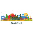 nagpur india city skyline with color buildings vector image