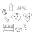 child toys and objects in sketch style vector image