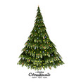watercolor christmas tree with gold star vector image vector image