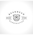 vintage bear face line art logotype emblem symbol vector image
