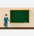 college teacher with empty green school chalkboard vector image