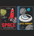 space exploration and aliens discovery posters vector image vector image
