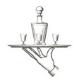 vintage tray with drinks sketch vector image vector image