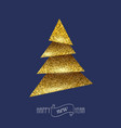 merry christmas card with golden christmas tree vector image vector image