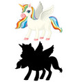 unicorn with its silhouette vector image